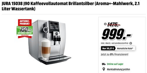 JURA 15038 J90 Kaffeevollautomat  - jetzt 16% billiger JURA 15038 J90 Kaffeevollautomat  - jetzt 16% billiger