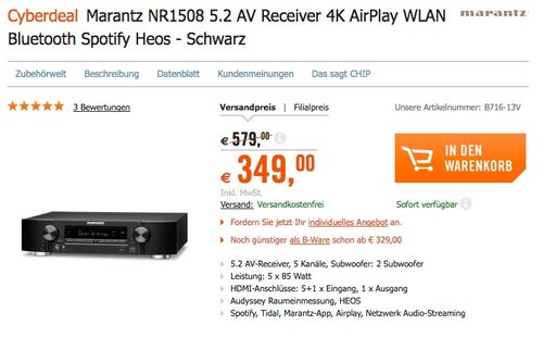 Marantz NR1508 5.2 AV Receiver - jetzt 19% billiger