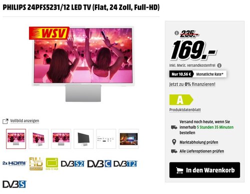PHILIPS 24PFS5231/12 24 Zoll LED TV - jetzt 19% billiger PHILIPS 24PFS5231/12 24 Zoll LED TV - jetzt 19% billiger