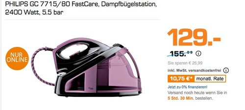 Philips GC7715/80 FastCare Dampfbügelstation - jetzt 13% billiger