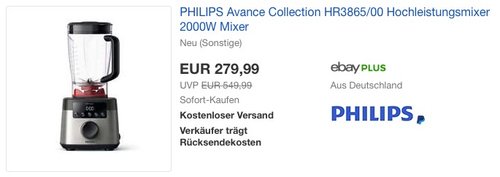 Philips HR3865/00 Hochleistungsmixer 2000W - jetzt 29% billiger
