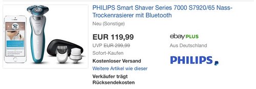 PHILIPS Smart Shaver Series 7000 S7920/65 - jetzt 26% billiger PHILIPS Smart Shaver Series 7000 S7920/65 - jetzt 26% billiger