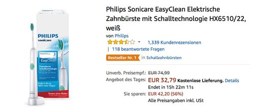 Philips Sonicare CleanCare+ Elektrische Zahnbürste mit Schalltechnologie HX3212/16 - jetzt 23% billiger Philips Sonicare CleanCare+ Elektrische Zahnbürste mit Schalltechnologie HX3212/16 - jetzt 23% billiger