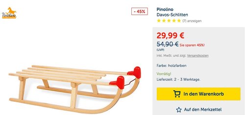 Pinolino Davos-Schlitten - jetzt 25% billiger