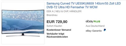 Samsung UE55KU6659 55 Zoll Fernseher - jetzt 15% billiger