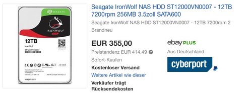 Seagate IronWolf ST12000VN0007 12 TB interne Festplatte - jetzt 10% billiger