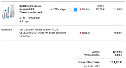 SodaStream CRYSTAL 2.0 Wassersprudler Weiß - jetzt 22% billiger SodaStream CRYSTAL 2.0 Wassersprudler Weiß - jetzt 22% billiger