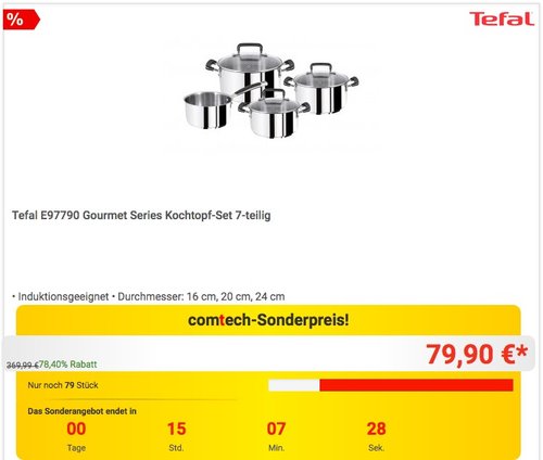 Tefal E97790 Gourmet Series Kochtopf-Set 7-teilig - jetzt 41% billiger Tefal E97790 Gourmet Series Kochtopf-Set 7-teilig - jetzt 41% billiger