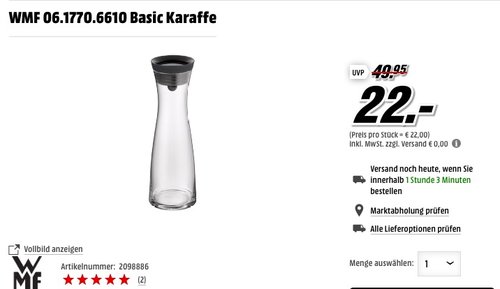 WMF Basic Karaffe 1 Liter - jetzt 24% billiger