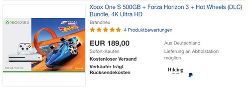 Xbox One S 500GB Konsole - Forza Horizon 3 Hot Wheels Bundle - jetzt 18% billiger