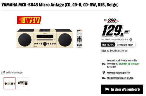 YAMAHA MCR-B043 Micro Anlage - jetzt 41% billiger YAMAHA MCR-B043 Micro Anlage - jetzt 41% billiger