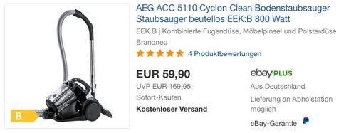 AEG ACC 5110 Cyclon Clean Bodenstaubsauger - jetzt 12% billiger