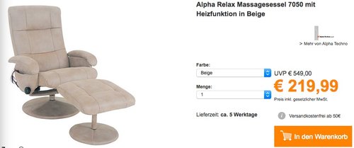 Alpha Relax Massagesessel 7050 - jetzt 45% billiger Alpha Relax Massagesessel 7050 - jetzt 45% billiger