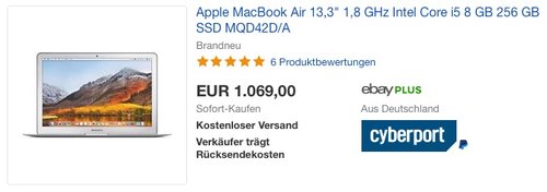 Apple MacBook Air 13,3" 1,8 GHz Intel Core i5 8 GB 256 GB SSD MQD42D/A - jetzt 7% billiger Apple MacBook Air 13,3" 1,8 GHz Intel Core i5 8 GB 256 GB SSD MQD42D/A - jetzt 7% billiger