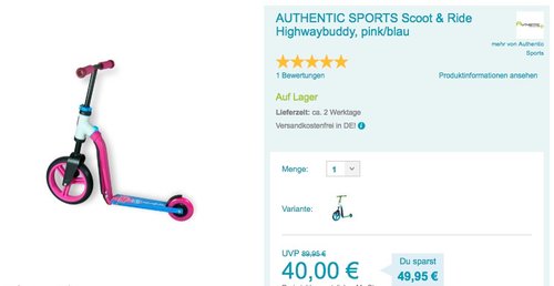 AUTHENTIC SPORTS Scoot & Ride Highwaybuddy pink blau - jetzt 35% billiger AUTHENTIC SPORTS Scoot & Ride Highwaybuddy pink blau - jetzt 35% billiger