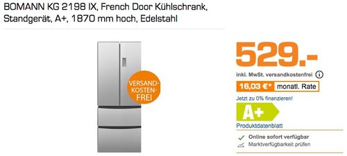 BOMANN KG 2198 IX French Door Kühlschrank - jetzt 15% billiger BOMANN KG 2198 IX French Door Kühlschrank - jetzt 15% billiger