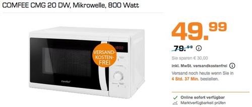 COMFEE CMG 20 DW, Mikrowelle, 800 Watt - jetzt 28% billiger COMFEE CMG 20 DW, Mikrowelle, 800 Watt - jetzt 28% billiger