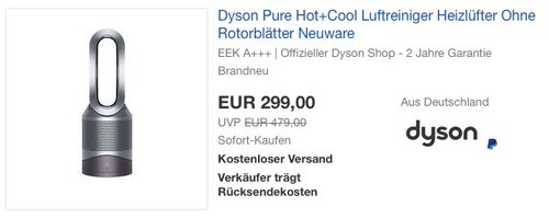 Dyson Pure Hot + Cool Luftreiniger - jetzt 21% billiger