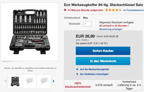 Eco Werkzeugkoffer 94-tlg. - jetzt 27% billiger