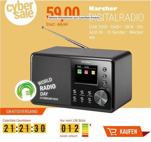 Karcher DAB 3000 Digitalradio - jetzt 16% billiger Karcher DAB 3000 Digitalradio - jetzt 16% billiger