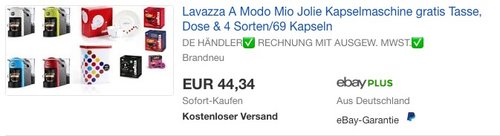 Lavazza A Modo Mio Jolie Kapselmaschine mit gratis Tasse, Kaffeedose und 4 Kapselpackungen - jetzt 36% billiger Lavazza A Modo Mio Jolie Kapselmaschine mit gratis Tasse, Kaffeedose und 4 Kapselpackungen - jetzt 36% billiger