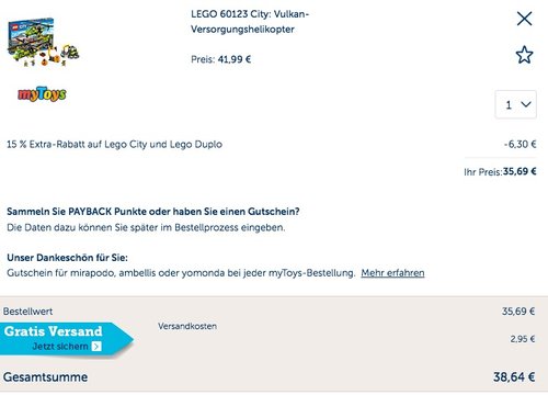 LEGO 60123 City: Vulkan-Versorgungshelikopter - jetzt 14% billiger