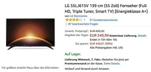 LG 55LJ615V 139 cm (55 Zoll) Fernseher - jetzt 13% billiger