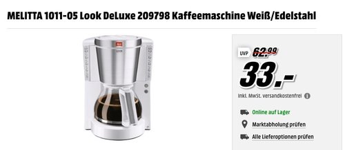 Melitta 1011-05 Look de Luxe Kaffeefiltermaschine - jetzt 28% billiger Melitta 1011-05 Look de Luxe Kaffeefiltermaschine - jetzt 28% billiger