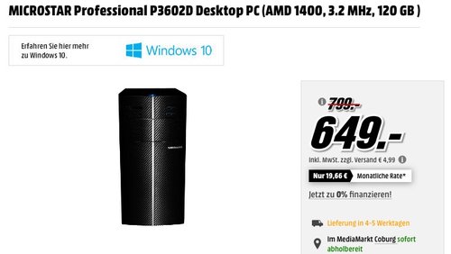MICROSTAR Professional P3602D Desktop PC - jetzt 18% billiger MICROSTAR Professional P3602D Desktop PC - jetzt 18% billiger