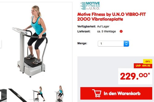 Motive Fitness by U.N.O VIBRO-FIT 2000 Vibrationsplatte - jetzt 18% billiger Motive Fitness by U.N.O VIBRO-FIT 2000 Vibrationsplatte - jetzt 18% billiger