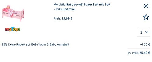 My Little Baby born® Super Soft mit Bett - jetzt 14% billiger
