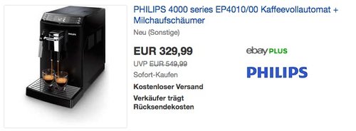 PHILIPS EP4010/00 Kaffeevollautomat - jetzt 17% billiger PHILIPS EP4010/00 Kaffeevollautomat - jetzt 17% billiger