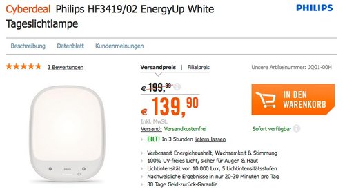 Philips HF3419/02 EnergyUp White Tageslichtlampe - jetzt 6% billiger