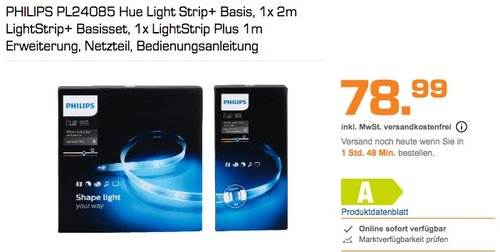 Philips Hue LightStrip Plus Set 3m - jetzt 7% billiger Philips Hue LightStrip Plus Set 3m - jetzt 7% billiger