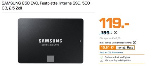 SAMSUNG 850 EVO, Interne SSD Festplatte, 500 GB, 2.5 Zoll - jetzt 8% billiger SAMSUNG 850 EVO, Interne SSD Festplatte, 500 GB, 2.5 Zoll - jetzt 8% billiger