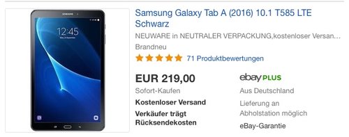 Samsung Galaxy Tab A (2016) 10.1 T585 LTE - jetzt 8% billiger Samsung Galaxy Tab A (2016) 10.1 T585 LTE - jetzt 8% billiger