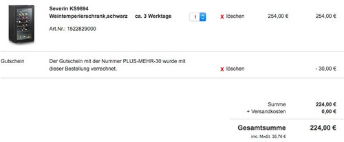 Severin KS 9894 Weinkühlschrank - jetzt 12% billiger