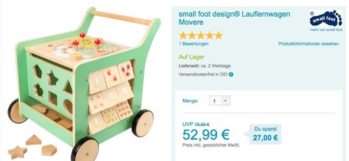 small foot design® Lauflernwagen Movere - jetzt 10% billiger small foot design® Lauflernwagen Movere - jetzt 10% billiger