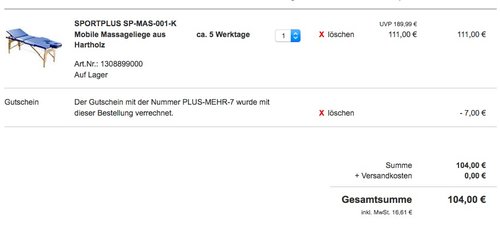 SPORTPLUS SP-MAS-001-K Mobile Massageliege - jetzt 9% billiger