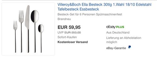 Villeroy&Boch Ella Besteck 30tlg - jetzt 25% billiger Villeroy&Boch Ella Besteck 30tlg - jetzt 25% billiger