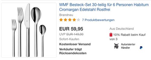 WMF Habitum Besteck-Set 30-teilig - jetzt 20% billiger WMF Habitum Besteck-Set 30-teilig - jetzt 20% billiger