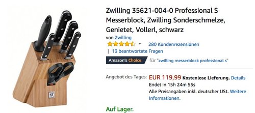 Zwilling 35621-004-0 Professional S Messerblock - jetzt 17% billiger Zwilling 35621-004-0 Professional S Messerblock - jetzt 17% billiger