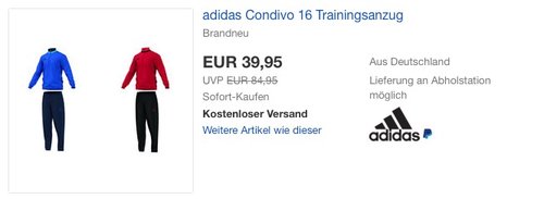 adidas Condivo 16 Trainingsanzug - jetzt 24% billiger adidas Condivo 16 Trainingsanzug - jetzt 24% billiger