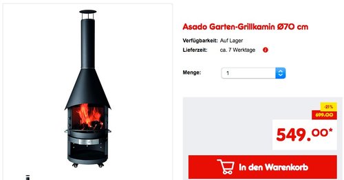 Asado Garten-Grillkamin Ø70 cm - jetzt 16% billiger Asado Garten-Grillkamin Ø70 cm - jetzt 16% billiger