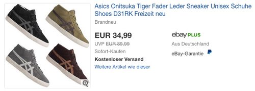 Asics Onitsuka Tiger Fader Leder Sneaker - jetzt 8% billiger