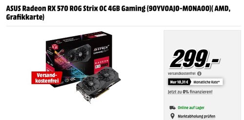 ASUS Radeon RX 570 ROG Strix OC 4GB Grafikkarte - jetzt 15% billiger