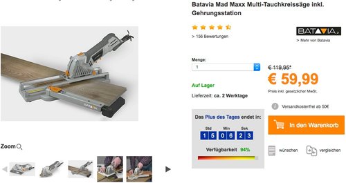 Batavia Mad Maxx Multi-Tauchkreissäge - jetzt 25% billiger Batavia Mad Maxx Multi-Tauchkreissäge - jetzt 25% billiger