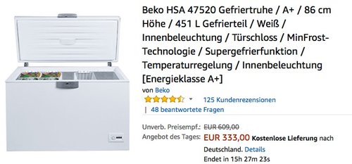 Beko HSA 47520 Gefriertruhe - jetzt 9% billiger