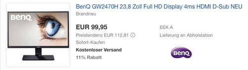 BenQ GW2470H 60,5 cm (23,8 Zoll) Monitor - jetzt 15% billiger