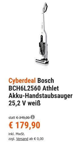 Bosch BCH6L2560 Athlet Akku-Handstaubsauger 25,2 V weiß - jetzt 8% billiger